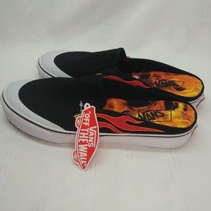 Vans Worldwide ASAP Classic Slip-On Mule Shoes Fire Flames Size 11 US Black New